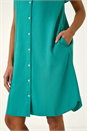 Jade Green Linen Blend Shift Dress, Image 5 of 5