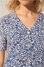 Blue Petite Floral Print Button Up Blouse, Image 4 of 4