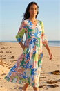 Blue Abstract Print Tiered Dress, Image 1 of 4