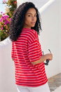 Red Stripe Print Snit Jersey Top, Image 3 of 4