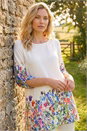 Ivory  Floral Border Print Tunic Top, Image 1 of 4