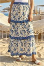 Ivory Floral Contrast Print A-Line Skirt, Image 1 of 4
