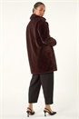 Chocolate Petite Longline Faux Fur Coat, Image 3 of 5
