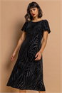 Black Zebra Print Burnout Velvet Dress, Image 3 of 5
