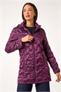 Magenta Wave Quilted Puffer Hooded Coat, Image 4 of 7