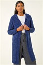 Midnight Blue Soft Chenille Hooded Cardigan, Image 2 of 5