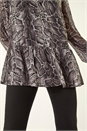 Dark Grey Snake Print V-Neck Tunic Top, Image 5 of 5