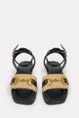 Black Bonnie Wide Fit Pu Straw Detail Strap Sandals, Image 3 of 5