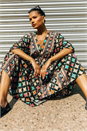 Multi  Geo Print V-Neck Frill Maxi Dress, Image 5 of 6