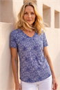 Navy Classic Abstract Animal Print Gather Top, Image 1 of 4