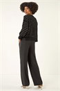 Black Fluffy Stripe Knit Jumper, Image 4 of 5