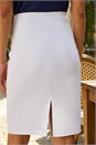White Pull On Stretch Elastic Waist Pencil Skirt, Image 4 of 4
