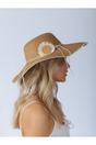 Beige SVNX Beige Sunflower Straw Sun Hat, Image 3 of 5