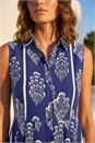 Navy  Petite Shell Print Dress, Image 4 of 5
