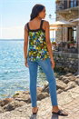 Green Floral Print Cami Stretch Top, Image 3 of 4