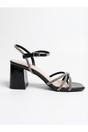Black iKrush Black Willow Rhinestone Block Heel Sandals, Image 6 of 8