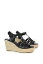 Black XY LONDON Black 'Remi' Wedge Heel Platform Espadrille Square Toe Sandals, Image 4 of 5