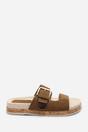 Khaki Avenue Large Buckle Footbed Khaki Suede Sandal, Image 3 of 6