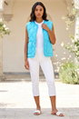 Turqouise Quilted Funnel Neck Lined Gilet, Image 2 of 4