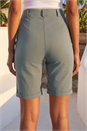 Khaki Turn Up Stretch Shorts, Image 3 of 4