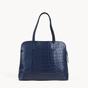 Navy 'EVA' Croc Embossed Real Leather Designer Unlined Tote Bag, Image 4 of 4