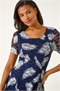 Navy  Leaf Print Lace Stretch Dress, Image 5 of 5