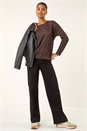 Chocolate Animal Print Metallic Stretch Top, Image 3 of 6