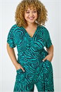 Green Curve Animal Print Stretch Jumpsuit, Image 5 of 5