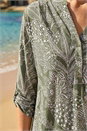 Sage Floral Puff Print Gathered Shirt, Image 4 of 4