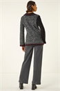 Charcoal Collared Textured Stitch Knit, Image 3 of 5