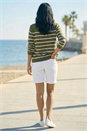 Khaki Slash Neck Stripe Knit Jumper, Image 2 of 3