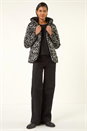 Grey Animal Print Flocked Hooded Coat, Image 3 of 5