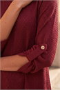 Burgundy Textured Stretch Tunic Top, Image 4 of 4