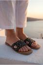 Black Maud Embellished Woven Knot Flat Sliders, Image 4 of 5