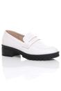White Flat Chunky Heeled Penny Loafers, Image 1 of 5