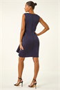 Navy  Tie Waist Premium Stretch Dress, Image 3 of 4