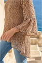 Beige Spot Print Pleated Tunic Top, Image 4 of 4