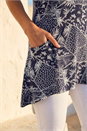 Navy Patchwork Mono Print Tunic Top, Image 4 of 4