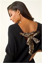 Black One Size Animal Print Tie Back V-Neck Jumper, Image 5 of 5