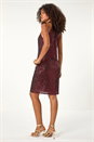 Maroon Dusk Sequin Halter Trapeze Dress, Image 3 of 7
