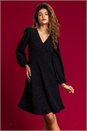 Black Glitter Crepe Frill Hem Dress, Image 1 of 5