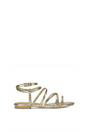 Gold XY LONDON Gold Flat Gladiator Strappy Sandals With Open Toe, Image 1 of 6