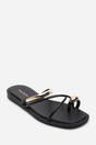 Black Zelina Strappy Metal Toe Loop Slide On Sandal, Image 3 of 6