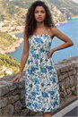 Blue Petite Floral Strappy Bubble Hem Dress, Image 2 of 4