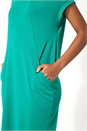 Green Relaxed Fit Crepe Dress, Image 4 of 5