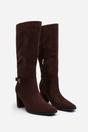 Dark Brown 'Xenia' Knee High Heeled Boots With Side Zip, Image 3 of 6