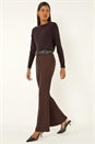 Dark Brown Short Bootcut Stretch Trousers, Image 2 of 6