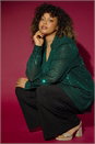 Jade Curve Sequin V-Neck Stretch Shirt, Image 7 of 7