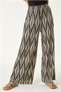 Black Mono Print Wide Leg Stretch Trouser, Image 4 of 7