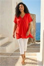 Red Curve Ring Front Oversized Top, Image 2 of 4